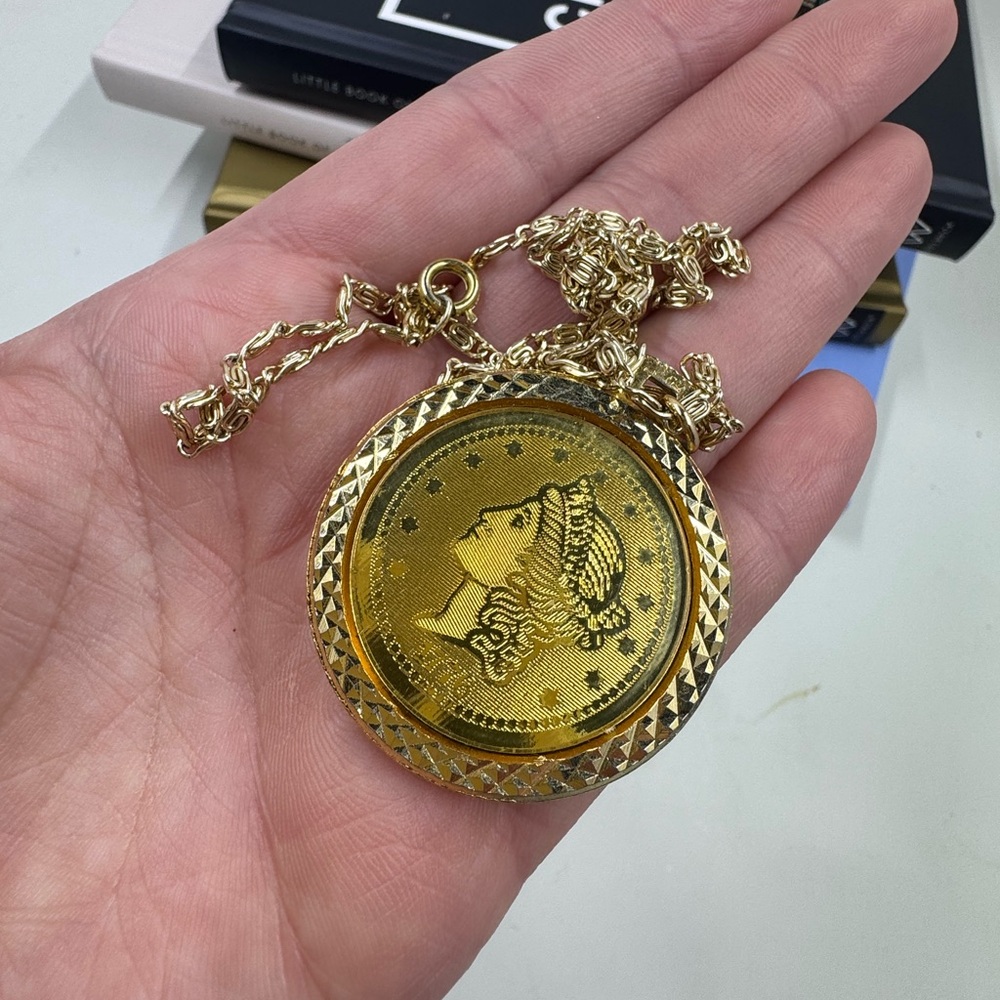 Vintage Gold Coin Pendant Necklace
